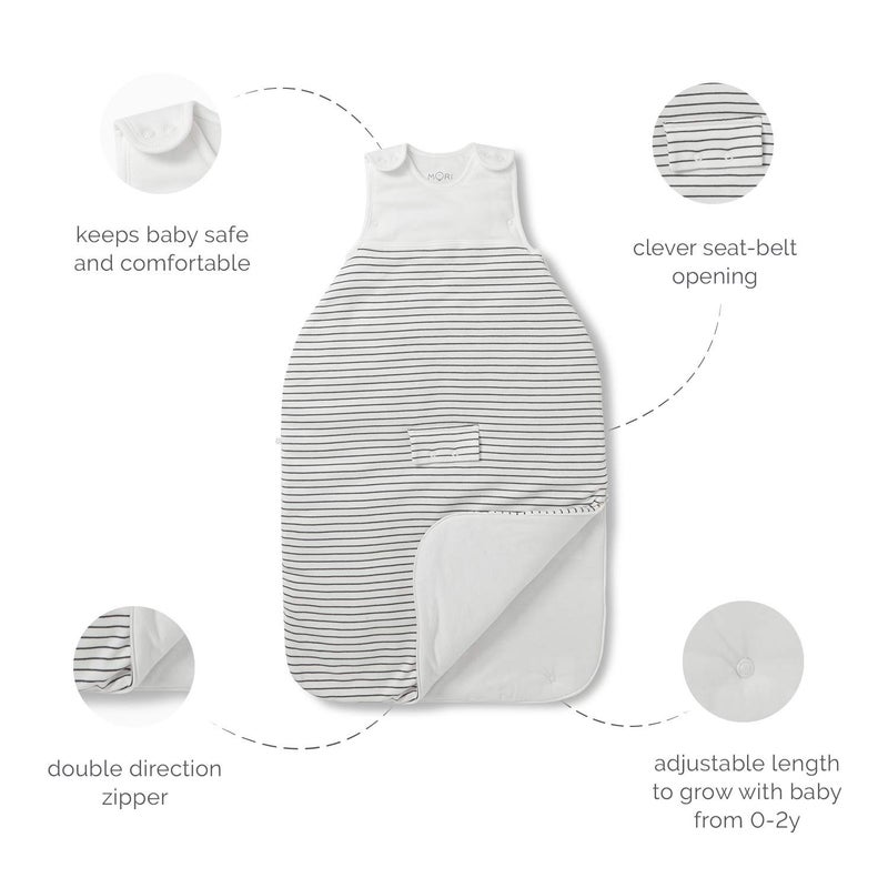 MORI Baby Unisex Premium Sleep Sack in Grey for Toddlers - 0.5 Tog Breathable Sleeping Bag - Suitable from 8.8lbs to 2 Years - Image 4